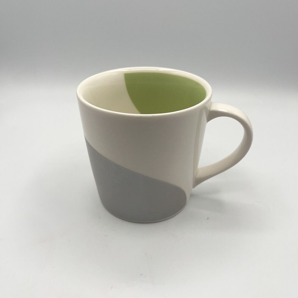 Starbucks 2005 White Gray Light Green Swirl Wave 12 oz Coffee Mug Preowned